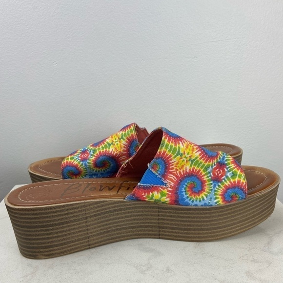 BLOWFISH MALIBU VEGAN TIE DYE PLATFORM SLIDE SANDALS - Picture 11 of 14